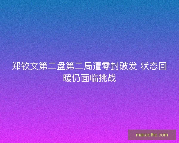郑钦文第二盘第二局遭零封破发 状态回暖仍面临挑战