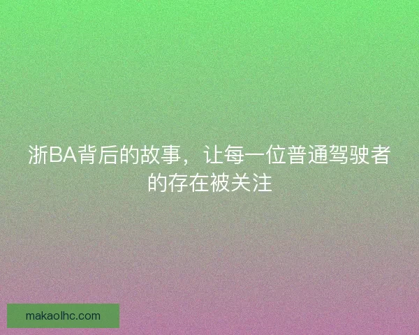 浙BA背后的故事，让每一位普通驾驶者的存在被关注